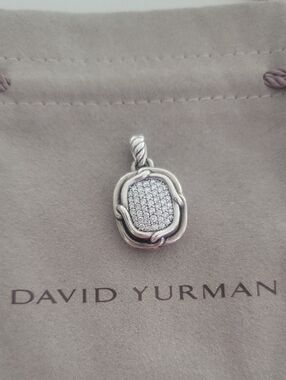 David Yurman Sterling Silver Labyrinth Pave Diamonds Enhancer Pendant